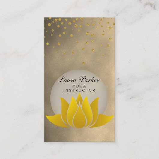 Gold Black Yoga Instructor Lotus Flower Holistic B Visitekaartje (Voorkant)