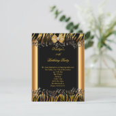 Gold Black Zebra Elegant Birthday Party Kaart (Staand voorkant)