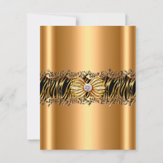 Gold Black Zebra Elegant Birthday Party Kaart (Achterkant)