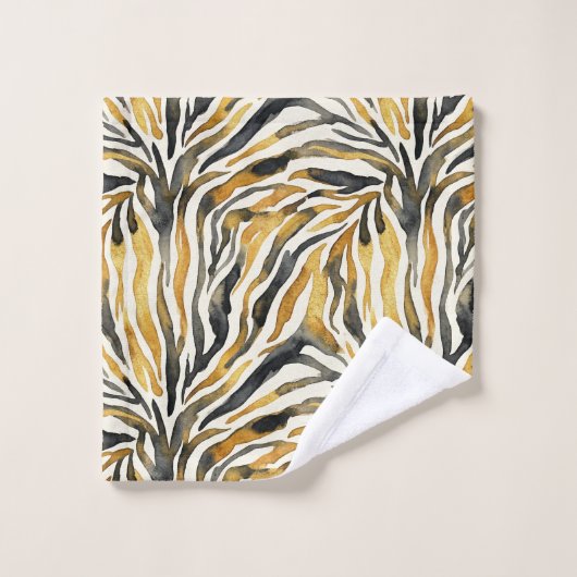 Gold Black Zebra Print Pattern Bad Handdoek (Wasdoekje)