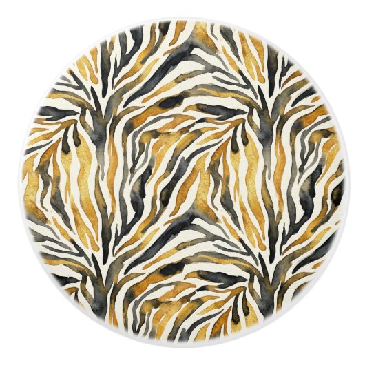 Gold Black Zebra Print Pattern Keramische Knop (Voorkant)
