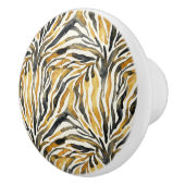 Gold Black Zebra Print Pattern Keramische Knop (Rechts)