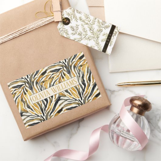 Gold Black Zebra Print Pattern Rechthoekige Sticker (Geschenken)