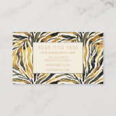Gold Black Zebra Print Pattern Visitekaartje (Achterkant)