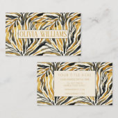 Gold Black Zebra Print Pattern Visitekaartje (Voorkant / Achterkant)