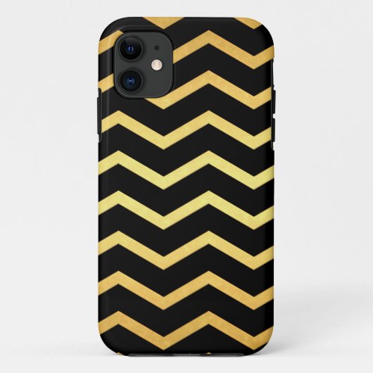 Gold & Black Zig Zag Pattern Case-Mate iPhone Case (Achterkant)