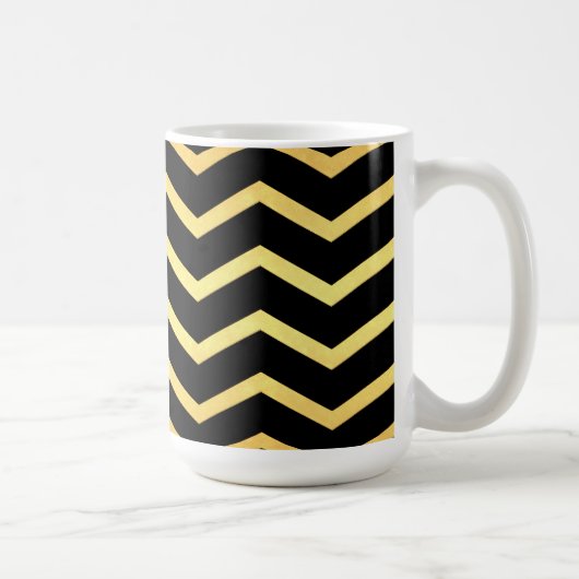 Gold & Black Zig Zag Pattern Koffiemok (Rechts)