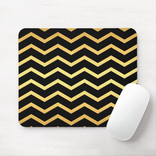 Gold & Black Zig Zag Pattern Muismat (Met muis)
