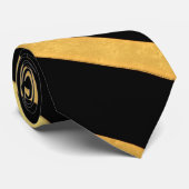 Gold & Black Zig Zag Pattern Stropdas (Opgerold)