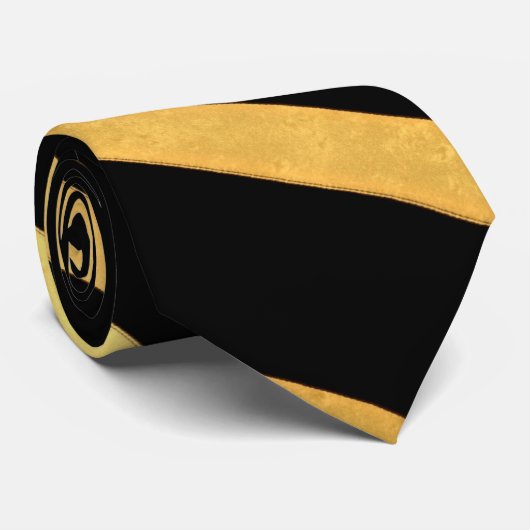 Gold & Black Zig Zag Pattern Stropdas (Opgerold)