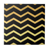 Gold & Black Zig Zag Pattern Tegeltje (Voorkant)