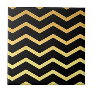 Gold & Black Zig Zag Pattern Tegeltje