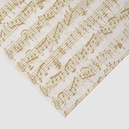Gold-blad muziek handgeschreven  vervormd tissuepapier (Detail)