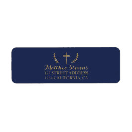 Gold-bladeren bevestigen navy blauw script label