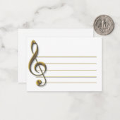 Gold Blank muziekpersoneel Treble Clef Musical Notitiekaartje (Voorkant / Achterkant in situ)