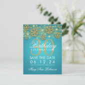 Gold Blauwgroen 30th Birthday Save Date Winter Save The Date (Staand voorkant)