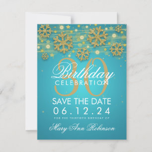 Gold Blauwgroen 30th Birthday Save Date Winter Save The Date