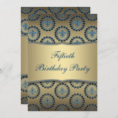 Gold Blauwgroen 50e verjaardag Kaart (Voorkant / Achterkant)