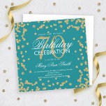 Gold Blauwgroen 70th Birthday Glitter Confetti Kaart<br><div class="desc">Elegant 70e verjaardag Gold Faux Glitter Confetti Blauwgroen uitnodigingen sjabloon. Geweldig voor 70ste verjaardagsfeestjes en nog veel meer!</div>