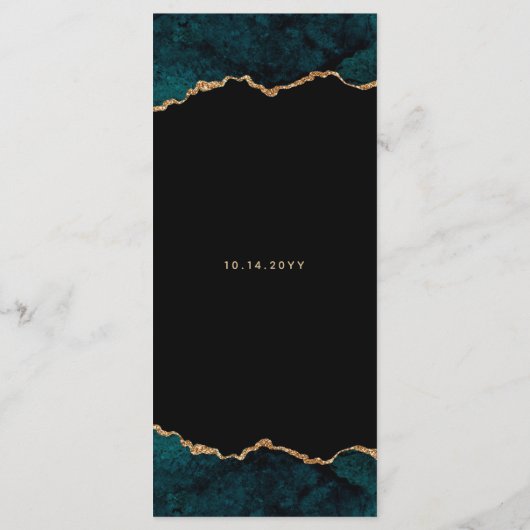 Gold Blauwgroen Agaat Wedding Menu (Achterkant)