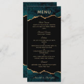Gold Blauwgroen Agaat Wedding Menu (Voorkant / Achterkant)