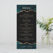 Gold Blauwgroen Agaat Wedding Menu (Staand voorkant)