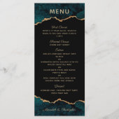 Gold Blauwgroen Agaat Wedding Menu (Voorkant)