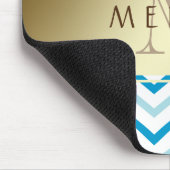Gold Blauwgroen Beach Chevron Pattern Monogram Muismat (Hoek)