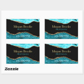 Gold Blauwgroen Black Agate, naam, telefonische in Rechthoekige Sticker (Vel)