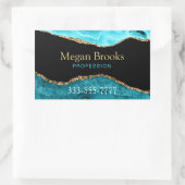 Gold Blauwgroen Black Agate, naam, telefonische in Rechthoekige Sticker (Tas)