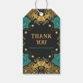 Gold Blauwgroen Black Funky Tribal Save the Date Cadeaulabel (Achterkant)