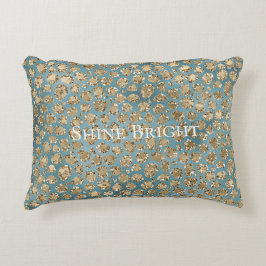 Gold Blauwgroen Blue Glitzy Leopard Print       Accent Kussen