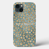 Gold Blauwgroen Blue Glitzy Leopard Print        Case-Mate iPhone Case (Achterkant)