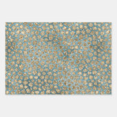 Gold Blauwgroen Blue Glitzy Leopard Print Inpakpapier Vel (Voorkant)