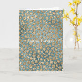Gold Blauwgroen Blue Glitzy Leopard Print Kaart (Gele Bloem)
