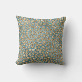 Gold Blauwgroen Blue Glitzy Leopard Print        Kussen