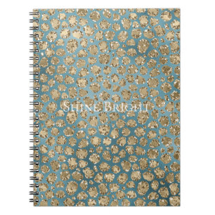 Gold Blauwgroen Blue Glitzy Leopard Print Notitieboek