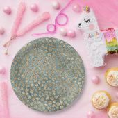 Gold Blauwgroen Blue Glitzy Leopard Print Papieren Bordje (Feest)