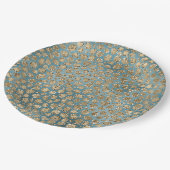 Gold Blauwgroen Blue Glitzy Leopard Print Papieren Bordje (Gekanteld)