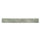 Gold Blauwgroen Blue Glitzy Leopard Print Satijnen Lint (Voorkant)