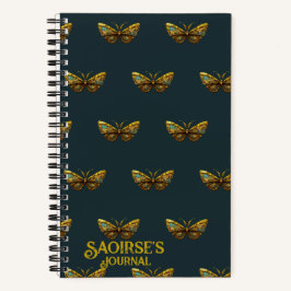  Gold & Blauwgroen Butterfly Small Hardcover Notitieboek