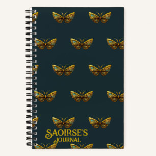 Gold & Blauwgroen Butterfly Small Hardcover Notitieboek