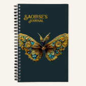  Gold & Blauwgroen Butterfly Small Hardcover Notitieboek (Voorkant)
