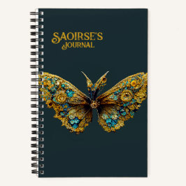  Gold & Blauwgroen Butterfly Small Hardcover Notitieboek