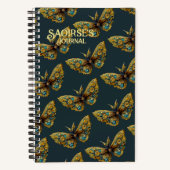  Gold & Blauwgroen Butterfly Small Hardcover Notitieboek (Voorkant)
