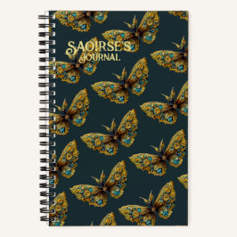  Gold & Blauwgroen Butterfly Small Hardcover Notitieboek