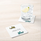 Gold Blauwgroen dragon Weddenschap Paper Onderzett Kartonnen Onderzetters (Insitu)