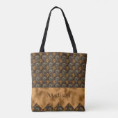 Gold Blauwgroen Elegant Peacock  naam Persoonlijk Tote Bag (Achterkant)