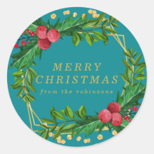 Gold Blauwgroen Family Merry kerst Holly Glitter