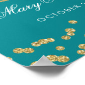 Gold Blauwgroen Glitter Confetti 30th Birthday Poster (Hoek)